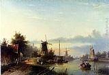Boats Canvas Paintings - Boats On A Dutch Canal